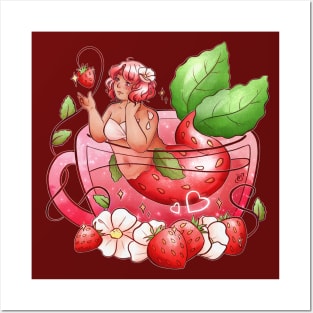 Mermaid Teacup - Strawberry Sweetheart Posters and Art